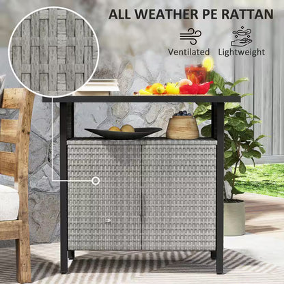 46 Gal. Outdoor Pool Towel Storage Cabinet Organizer, Deck Box with Cabinet, Gray