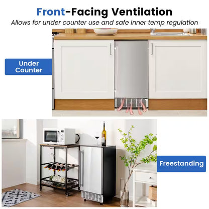 15 In. 80 Lb. Built-In Ice Maker Free-Standing/Under Counter Machine in Silver