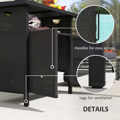 46 Gal. Outdoor Pool Towel Storage Cabinet Organizer, Deck Box with Cabinet Espresso
