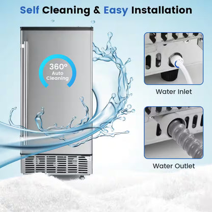 15 In. 80 Lb. Built-In Ice Maker Free-Standing/Under Counter Machine in Silver
