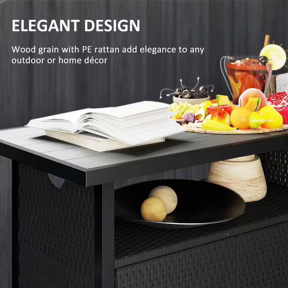 46 Gal. Outdoor Pool Towel Storage Cabinet Organizer, Deck Box with Cabinet Espresso
