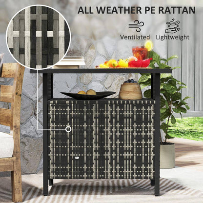 46 Gal. Outdoor Pool Towel Storage Cabinet Organizer, Deck Box with Cabinet, Mixed-Gray