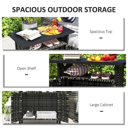 46 Gal. Outdoor Pool Towel Storage Cabinet Organizer, Deck Box with Cabinet, Mixed-Gray