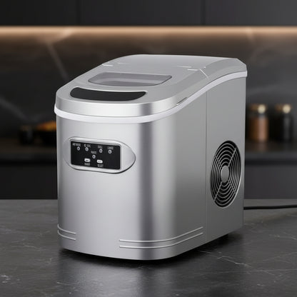 9.5 In. 27 Lbs. Portable Countertop Ice Maker Bullet Ice Machine with 2.2L Reservoir and 1.5 Lb. Bin in Metallic Silver