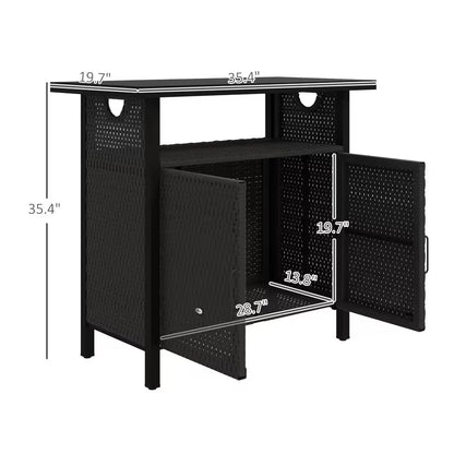 46 Gal. Outdoor Pool Towel Storage Cabinet Organizer, Deck Box with Cabinet Espresso