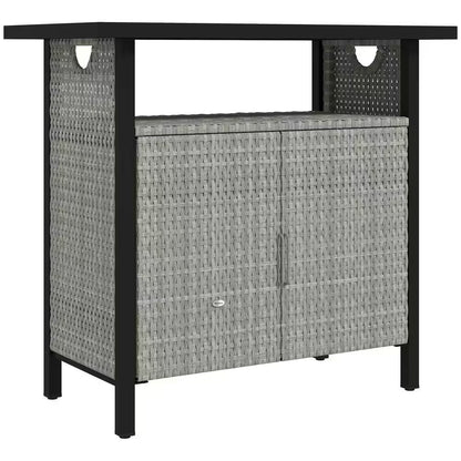 46 Gal. Outdoor Pool Towel Storage Cabinet Organizer, Deck Box with Cabinet, Gray