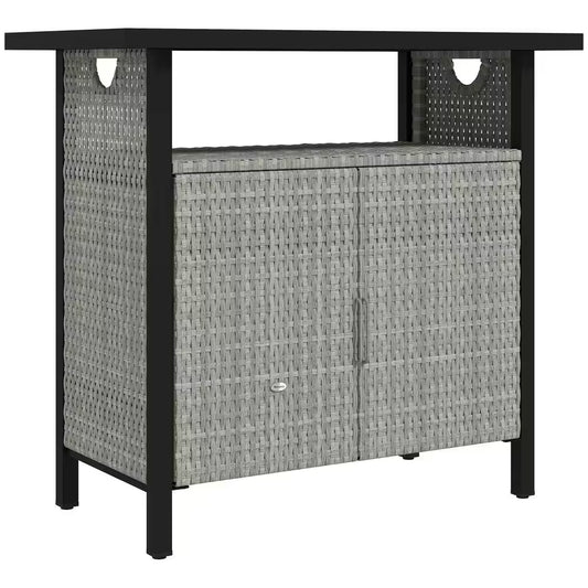 46 Gal. Outdoor Pool Towel Storage Cabinet Organizer, Deck Box with Cabinet, Gray