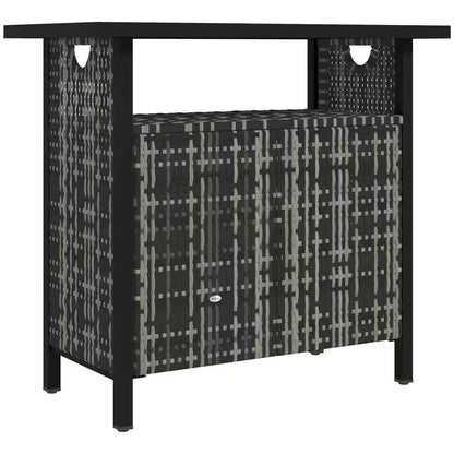 46 Gal. Outdoor Pool Towel Storage Cabinet Organizer, Deck Box with Cabinet, Mixed-Gray