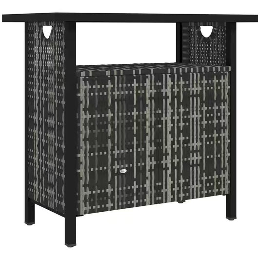 46 Gal. Outdoor Pool Towel Storage Cabinet Organizer, Deck Box with Cabinet, Mixed-Gray