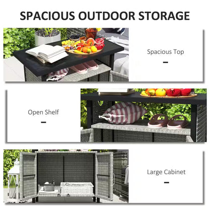 46 Gal. Outdoor Pool Towel Storage Cabinet Organizer, Deck Box with Cabinet, Gray