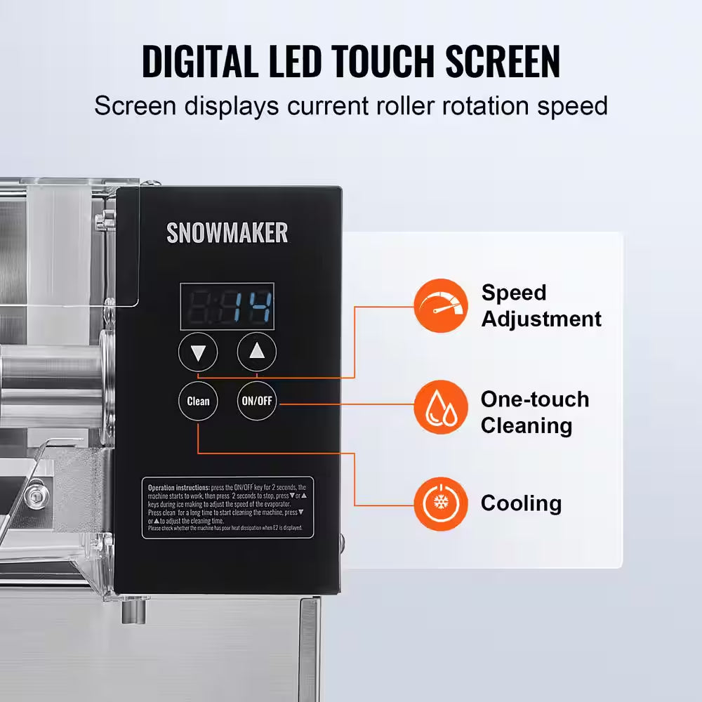 2822 Oz. /24 H Commercial Snowflake Ice Machine Silver Snow Cone Machine Ice Shaver Machine with Touchpad Controls