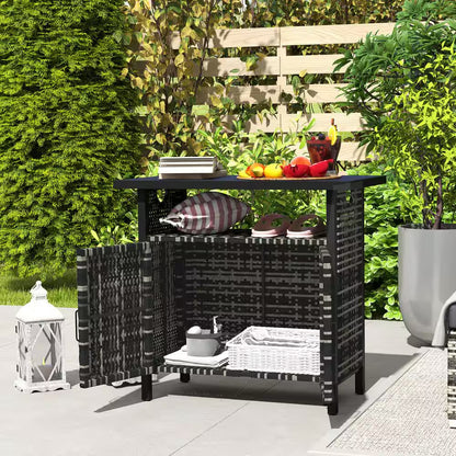 46 Gal. Outdoor Pool Towel Storage Cabinet Organizer, Deck Box with Cabinet, Mixed-Gray