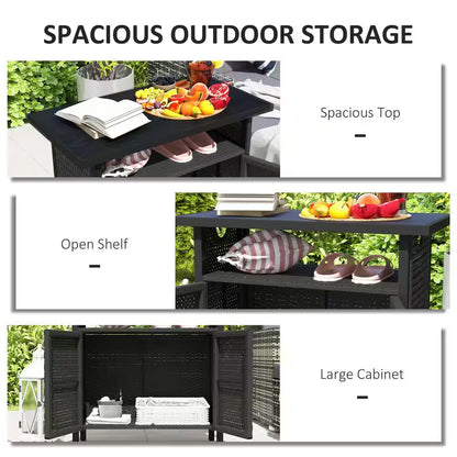 46 Gal. Outdoor Pool Towel Storage Cabinet Organizer, Deck Box with Cabinet Espresso