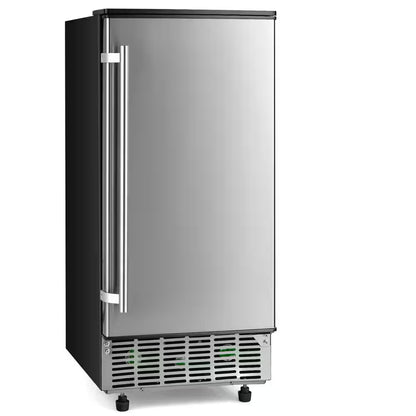 15 In. 80 Lb. Built-In Ice Maker Free-Standing/Under Counter Machine in Silver